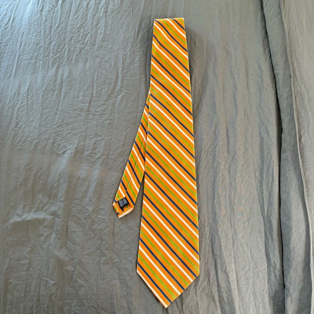 Rooster Handmade Silk Striped Tie.